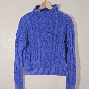 Polo Ralph Lauren Royal Blue Chunky Cable Knit Cowl Sweater